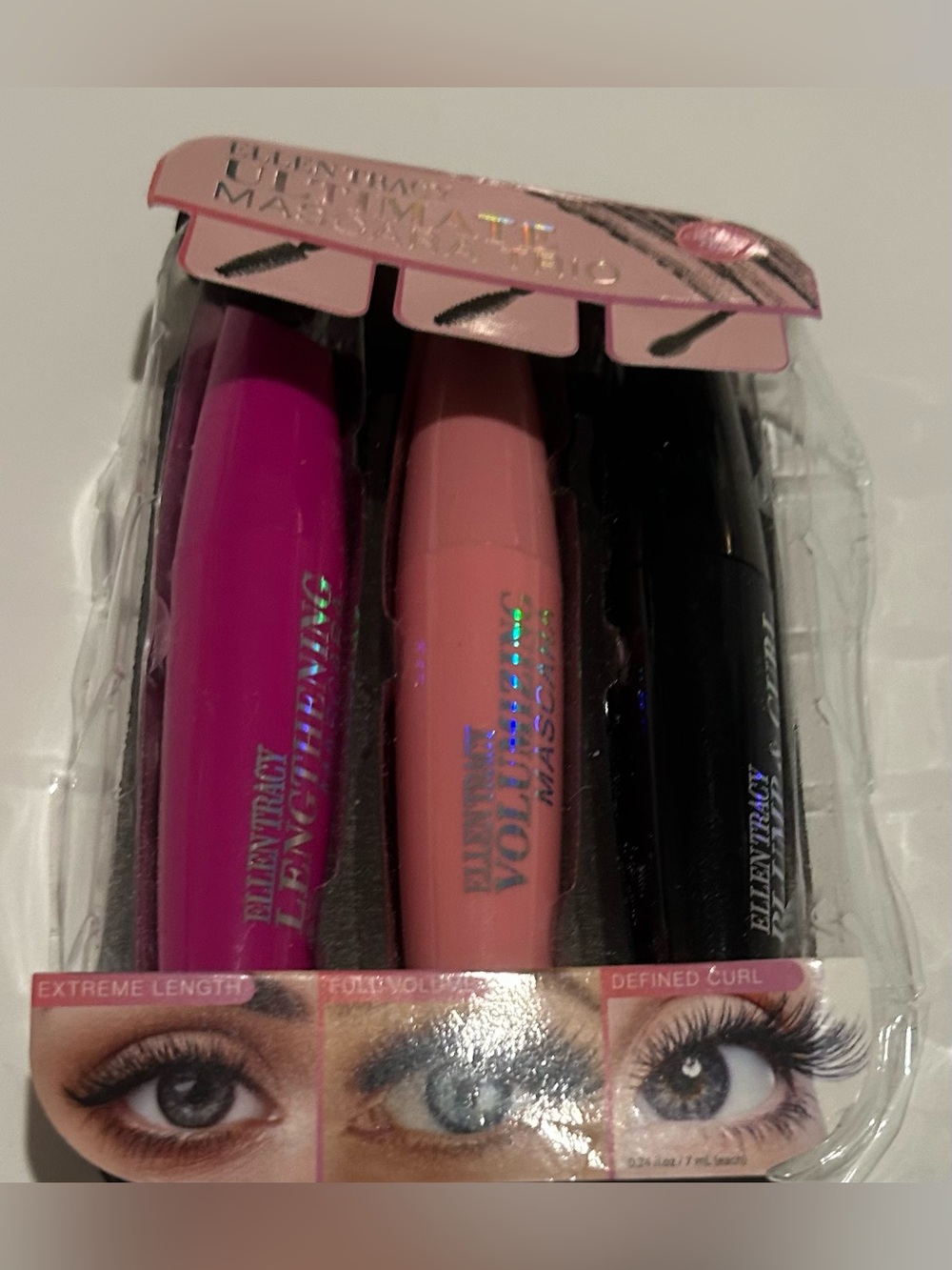 New Ellen Tracy Ultimate Mascara Trio Black Lengthening Volumizing Plump & Curl